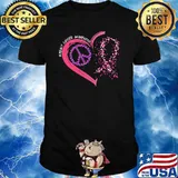 Breast Cancer Awareness Peace Love Cure hearted Pink Ribbon T-Shirt