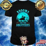 Brooms Are For Amateurs Horses Witch Moon Halloween T-Shirt