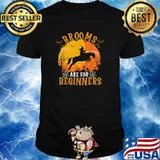 Brooms Are For Beginners Horses Equestrian Witch Blood Moon Halloween T-Shirt