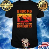 Brooms Are For Beginners Horses Witch Halloween Vintage T-Shirt