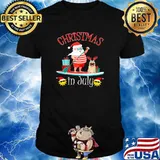 Christmas In July Santa Claus Dog Shirt