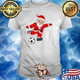 Christmas Santa Claus Soccer Ball Boys Girls Kids Xmas T-Shirt