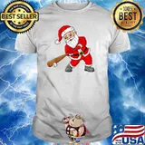 Christmas Santa Claus With Baseball Bat Boys Kids Teens Xmas T-Shirt