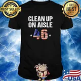 Clean Up On Aisle 46 Anti Biden Usa Flag T-Shirt