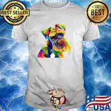 Colorful Dog Art Schnauzer Mom and Dad Pet T-Shirt