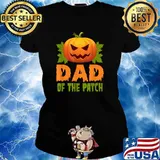 Dad of the Patch Pumpkin Halloween T-Shirt Ladies tee