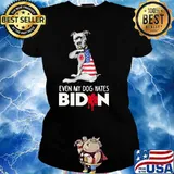 Even my dog hates biden tattoo american flag s Ladies tee
