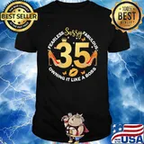 Fearless sassy fabulous owning it like a boss high heel leopard 35th birthday shirt