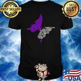 Fibromyalgia Awareness Warrior Support Purple Ribbon Butterfly T-Shirt