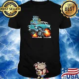 Fifties Style Muscle Car Hot Rod Station Wagon Cartoon T-Shirt