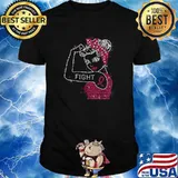 Fight Rosie the Riveter Rhinestone Breast Cancer Awareness T-Shirt