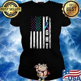 Fight USA Flag Happy Suicide Prevention Awareness T-Shirt Ladies tee