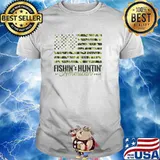 Fishing Hunting Camo American USa Flag T-Shirt