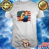 FJB FJB Strong Woman Arm Tattoo American Flag T-Shirt
