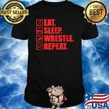Funny eat Sleep Wrestle Repeat T-Shirt