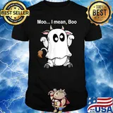 Ghost Cow Moo I Mean Boo Halloween 2021 Funny Cow Lover T-Shirt