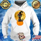 Halloween Black Cat On Pumpkin Full Moon Pet Shirt Hoodie