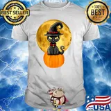 Halloween Black Cat On Pumpkin Full Moon Pet Shirt