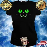 Halloween Black Cat Witch T-Shirt Ladies tee