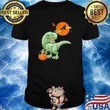 Halloween Dinosaur T-rex and Witch Moon T-Shirt