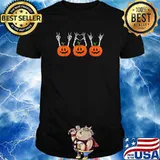 Halloween Skeleton Hand Peace Love Pumpkin T-Shirt