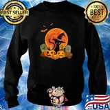 Halloween Witch Cat Mom Pumpkin Graveyard Spooky Blood Moon T-Shirt Sweater