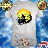 Halloween with flying bats on graveyard pumpkin scarecrow shirt