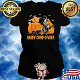 Happy Camp O Ween Camping Witch Broom And Pumpkin Halloween Shirt Ladies tee