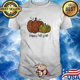 Happy Fall Yall Pumpkin Leopard Halloween T-Shirt