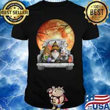 Harvest Fall Halloween moon gnomes truck T-Shirt