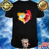 Heart Skull Green bay packers and Arizona Cardinals shirt