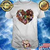 Heart zombie superheroes villains horror movie halloween shirt