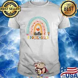 Hello Preschool Boho Rainbow Teacher Back To School T-Shirt