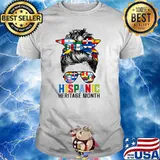 Hispanic Heritage Month Flags - Messy Bun Hispanic Women T-Shirt