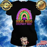 Hocus focus everybody focus rainbow leopard halloween s Ladies tee