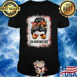 Horror Life Scary Bleached Messy Bun Hair Ghost Halloween Shirt