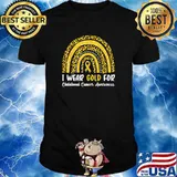 I Wear Gold For Childhood Cancer Awareness Rainbow Leopard T-Shirt