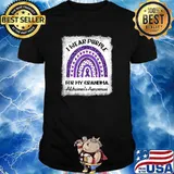 I Wear Purple for My Grandma Alzheimer's Awareness Rainbow Leopard T-Shirt