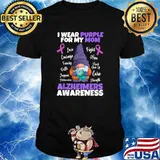 I Wear Purple For My Mom Alzheimers Awareness Gnome T-Shirt