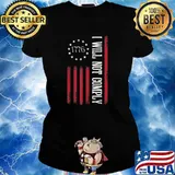 I Will Not Comply No Mandates 1776 American Flag T-Shirt Ladies tee