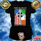 Irish by blood american by birth patriot by choice american flag s Ladies tee