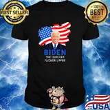 Joe Biden the Quicker Fucker Upper American Flag T-Shirt