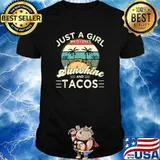 Just a Girl who loves Sunshine and Tacos Vintage Sunset T-Shirt