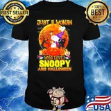 Just a woman who loves Snoopy and Halloween Shirt