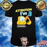Kids Digger Three 3yr 3rd 3 Year Old Birthday Boy Girl Kid T-Shirt