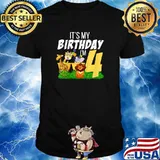 Kids It's My Birthday I'm 4 Years Old Birthday Safari Animals T-Shirt