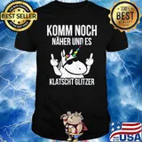 Komm noch näher und es klatscht glitzer unicorn middle finger shirt