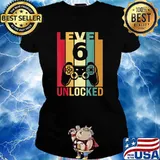 Level 6 Unlocked Birthday Video Game 6th Years Old Vintage T-Shirt Ladies tee