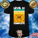 Level 80 Complete Gamer Vintage 80th Wedding Anniversary T-Shirt
