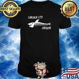 Lincoln City OR Oregon Shark Skeleton White Print Pullover Hoodie